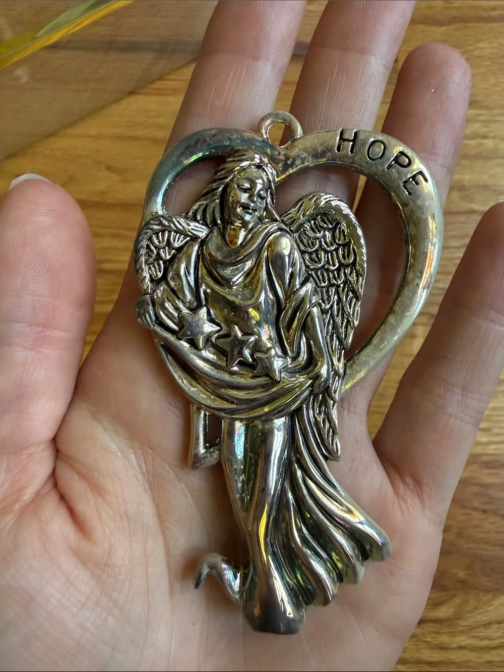 Gorham Silver Plated Angel Ornaments Hope Peace Love holiday Christmas decor